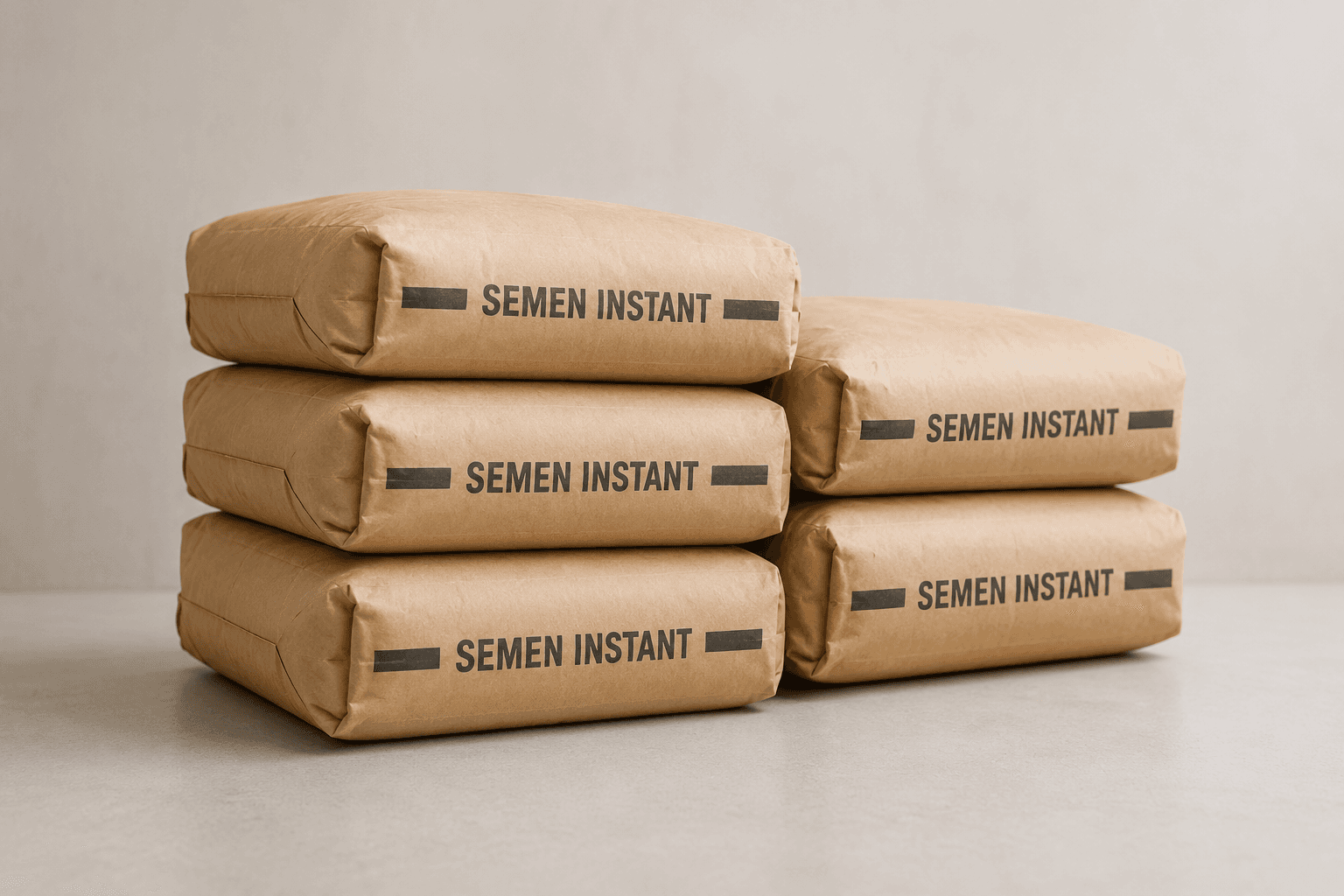 Tumpukan kemasan semen instan